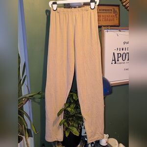 Joan Vass USA Womens High Rise Pull On Wide Leg Knit Pants Viscose Tan Size 2